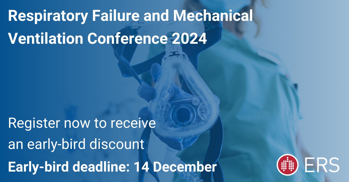 🚨 One week left! 🚨 The early bird registration deadline for the Respiratory Failure and Mechanical Ventilation Conference 2024 has been extended until 14 December, 2023. Register now for a discounted fee. ersnet.org/events/rfmv-co…