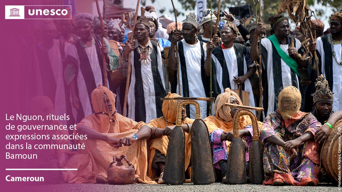 Le Nguon inscrit au #PatrimoineImmatériel de l'UNESCO. 

#Nguon, rituels de gouvernance et expressions associées dans la communauté Bamoun #Cameroon.

#PatrimoineVivant
© : @UNESCO_fr