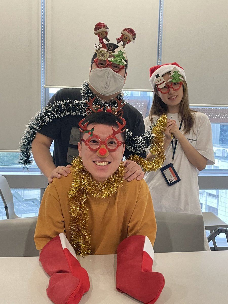 Year end lab meeting !

Featuring:
Santa claus and the red nose reindeer ?
