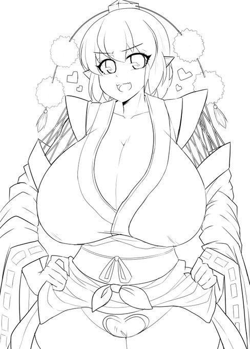 線画終わり。
久々の天狗装束文ちゃん。 