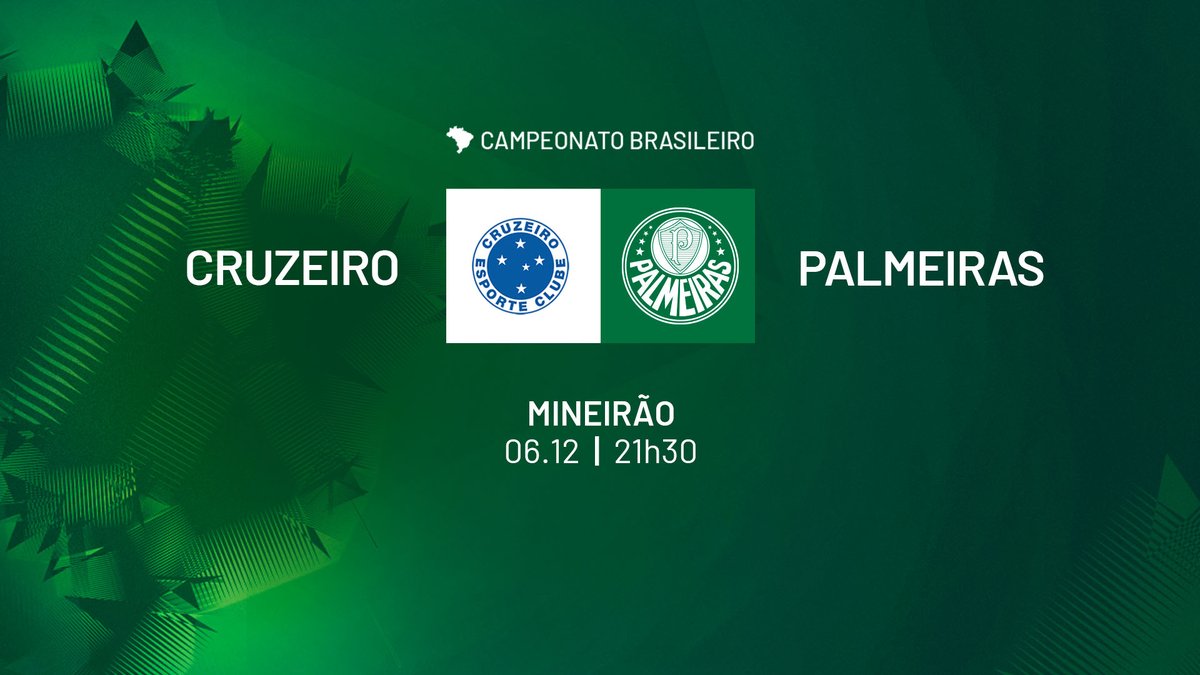 AngeloTFugii's tweet photo. Cruzeiro x Palmeiras l Campeonato Brasileiro 38ª rodada
06/12/2023 l 21h30
Local: Mineirão, em Belo Horizonte (MG)
Transmissão: TV Globo e Premiere
Árbitro: Anderson Daronco
#ForzaPalestra
#QuartaNoRiverdaleSDV https://t.co/x4OGfdR61T