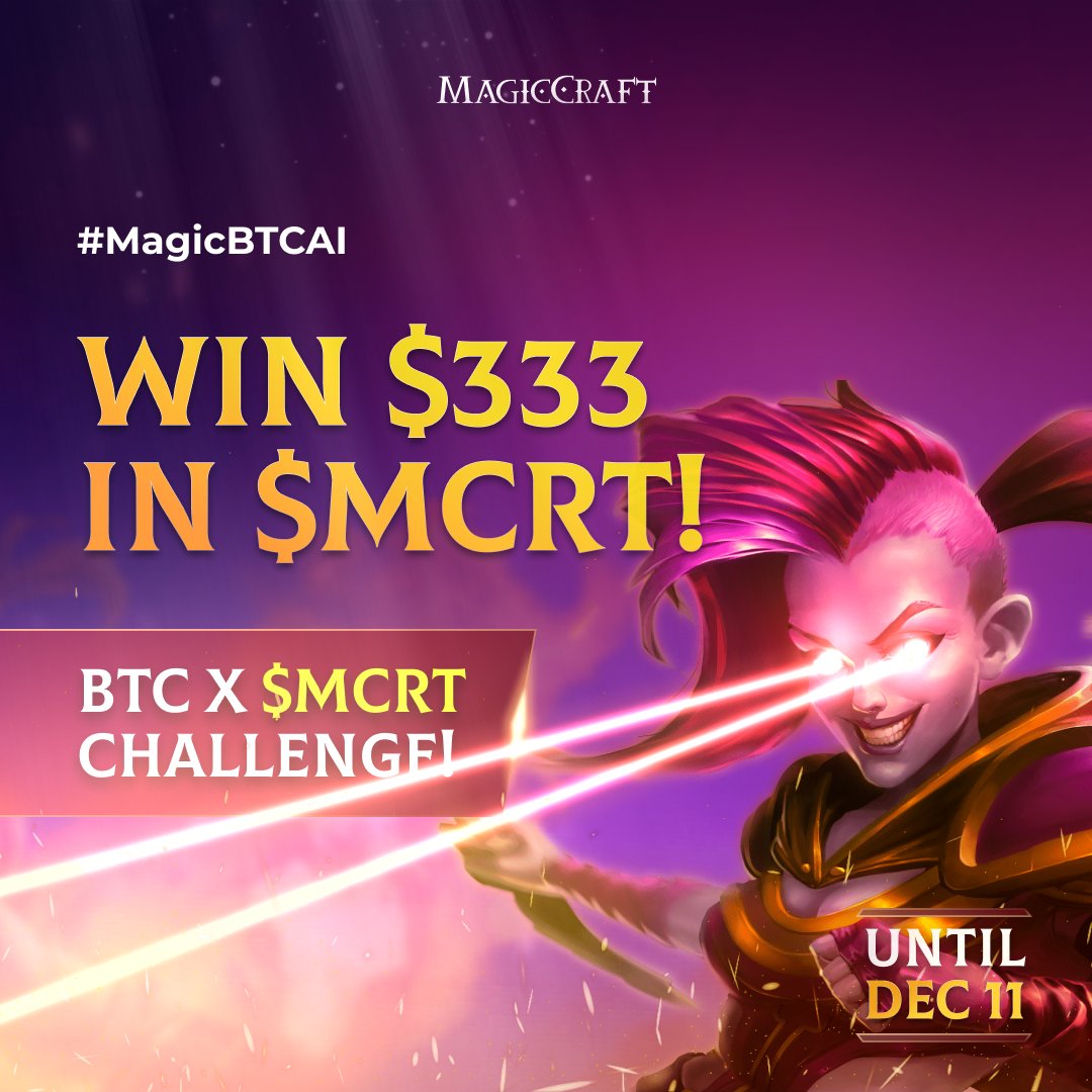 MagicCraftGame's tweet photo. #Bitcoin is at $44,000! โก๏ธ๐
๐ฅณ Celebrate the glorious pump with MagicCraft and win $333 in $MCRT!
๐ Follow the simple tasks below to win! ๐
#MagicBTCAi #Free2Play #Play2Earn https://t.co/B7UNmEGeob