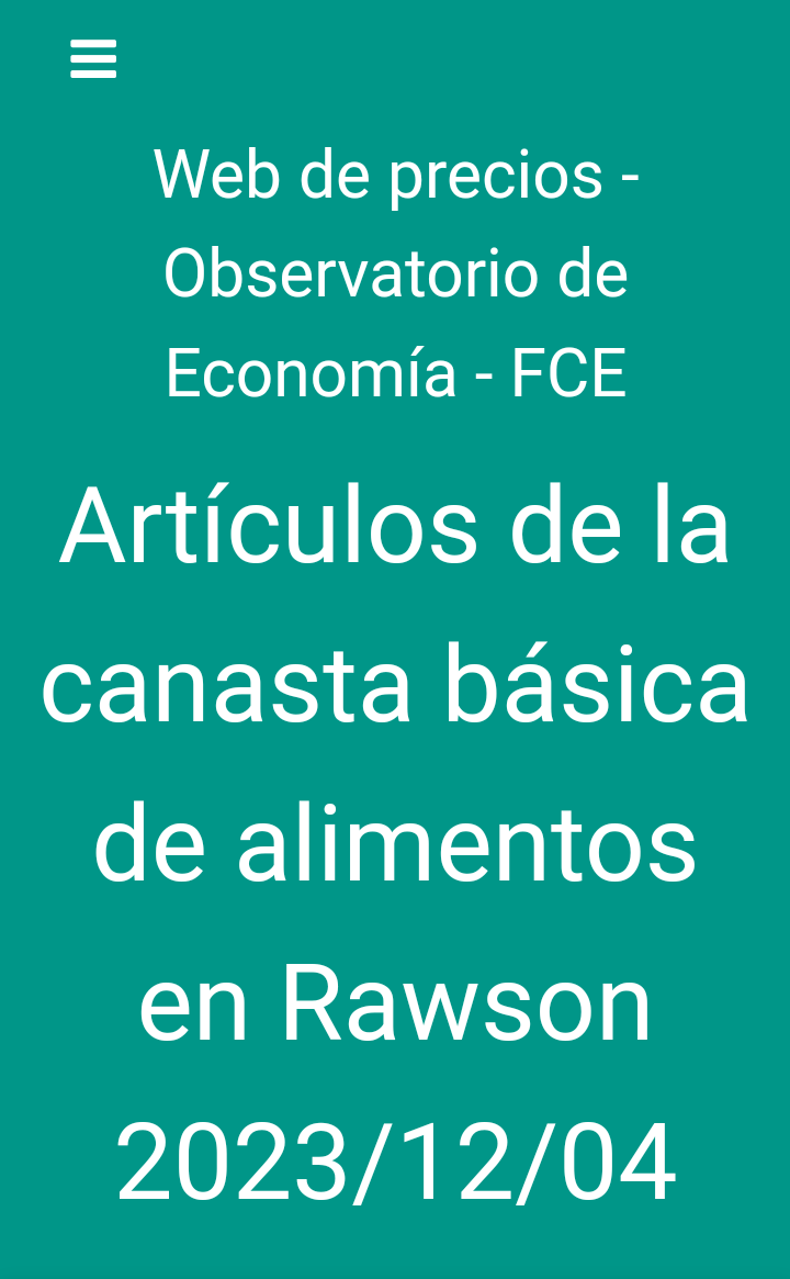 Desde ayer se encuentran actualizados los precios  al día 02/12 de #Alimentos #LimpiezadelHogar y #AseoPersonal en la #WebDePrecios 
👇👇
obs-econ-fce.unp.edu.ar 

@FCE__UNPSJB @FCEUNPSJB @unpsjb_oficial @93Universidad