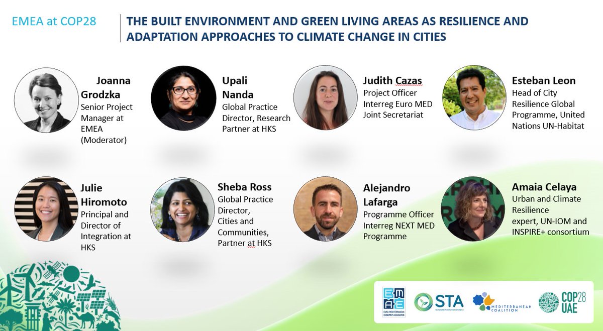 The @emeaorg #cop28 side event "The Built Environment and Green Living Areas as resilience and adaptation approaches to climate change in cities" is now underway! Moderator: Joanna Grodzka, <a href="/EMEAorg/">Euro-Mediterranean Economists Association - EMEA</a>  Senior Project Officer
<a href="/COP28_UAE/">COP28 UAE</a>