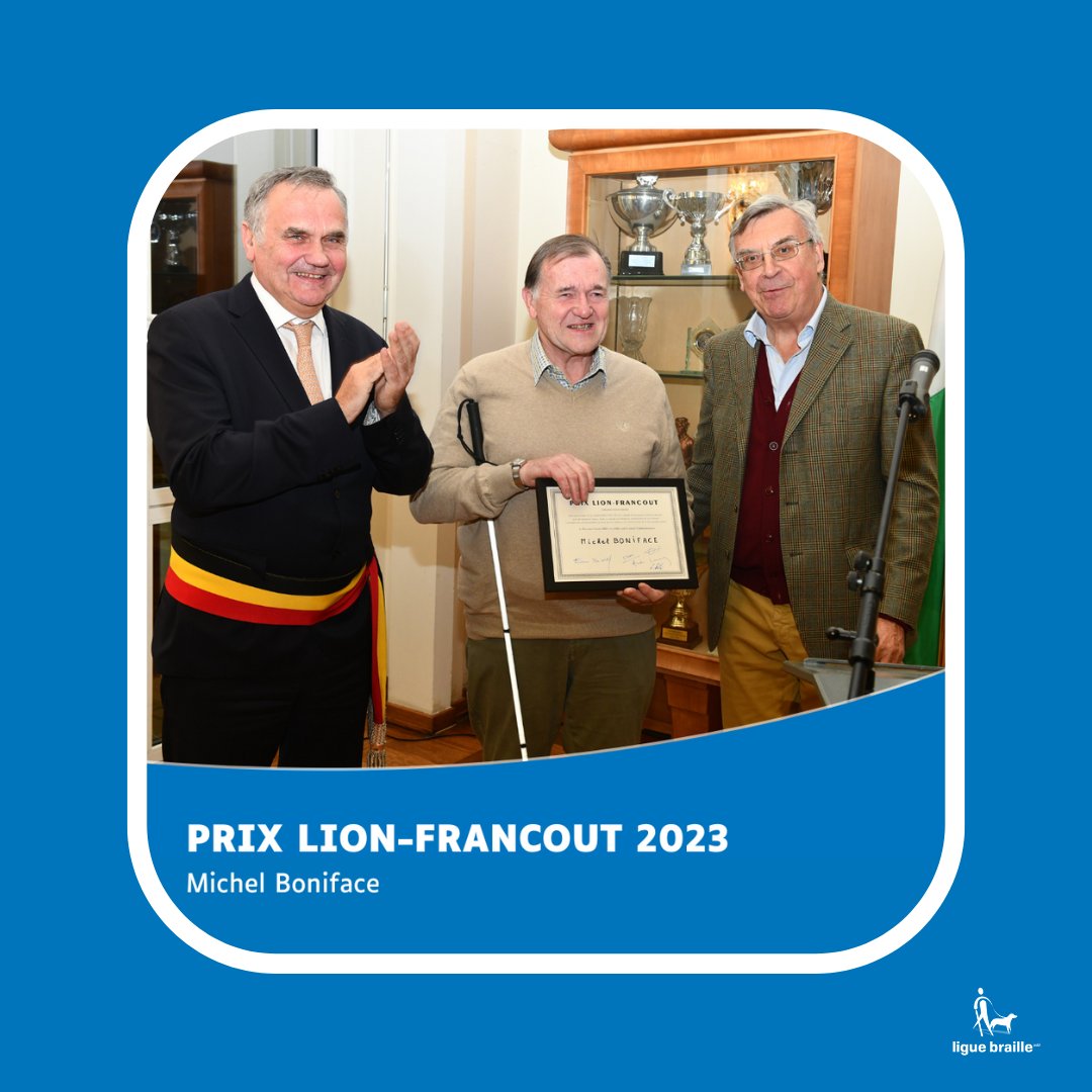 Félicitations ! 👏
Michel Boniface remporte le Prix Lion-Francout 2023. Vous désirez soumettre votre candidature ou inscrire un proche aveugle ? C’est par ici : miniurl.be/r-506q
#LigueBraille #PrixLionFrancout #Inclusion #UneAutreFaçonDeVoirLaVie