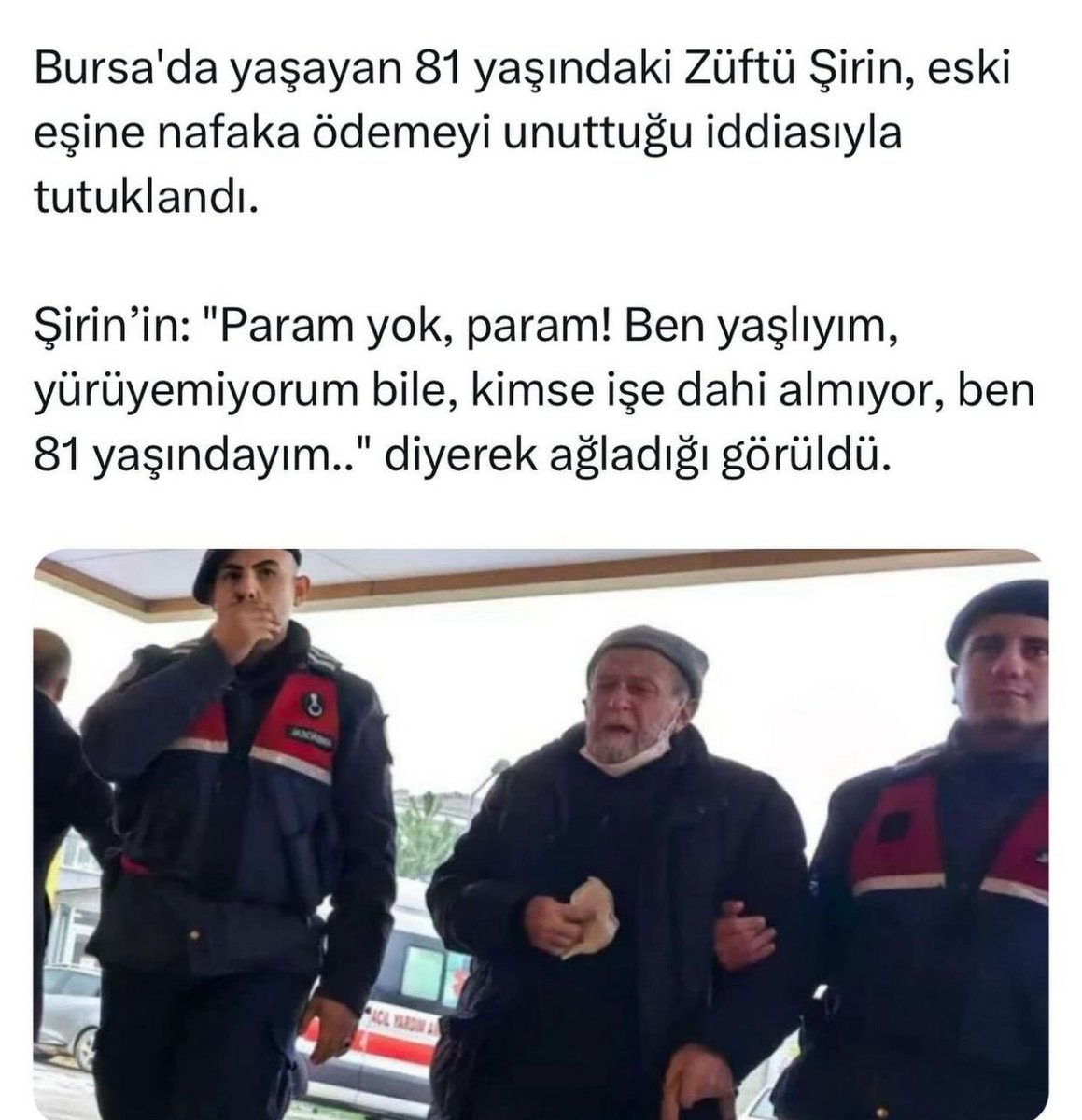 AffınSebebi YargısalSorun
<a href="/yilmaztunc/">Yılmaz TUNÇ</a> o kadar övünerek anlattığınız adalet anlayisiniz 81 yaşındaki bir dedeyi nafaka unuttu diye cezaevine gönderilmesi sizce adalet gercekten Türkiye'de varmı dedirtiyor insana buyrun adaletiniz bumu buysa bizim adaletimize yazıklar olsun