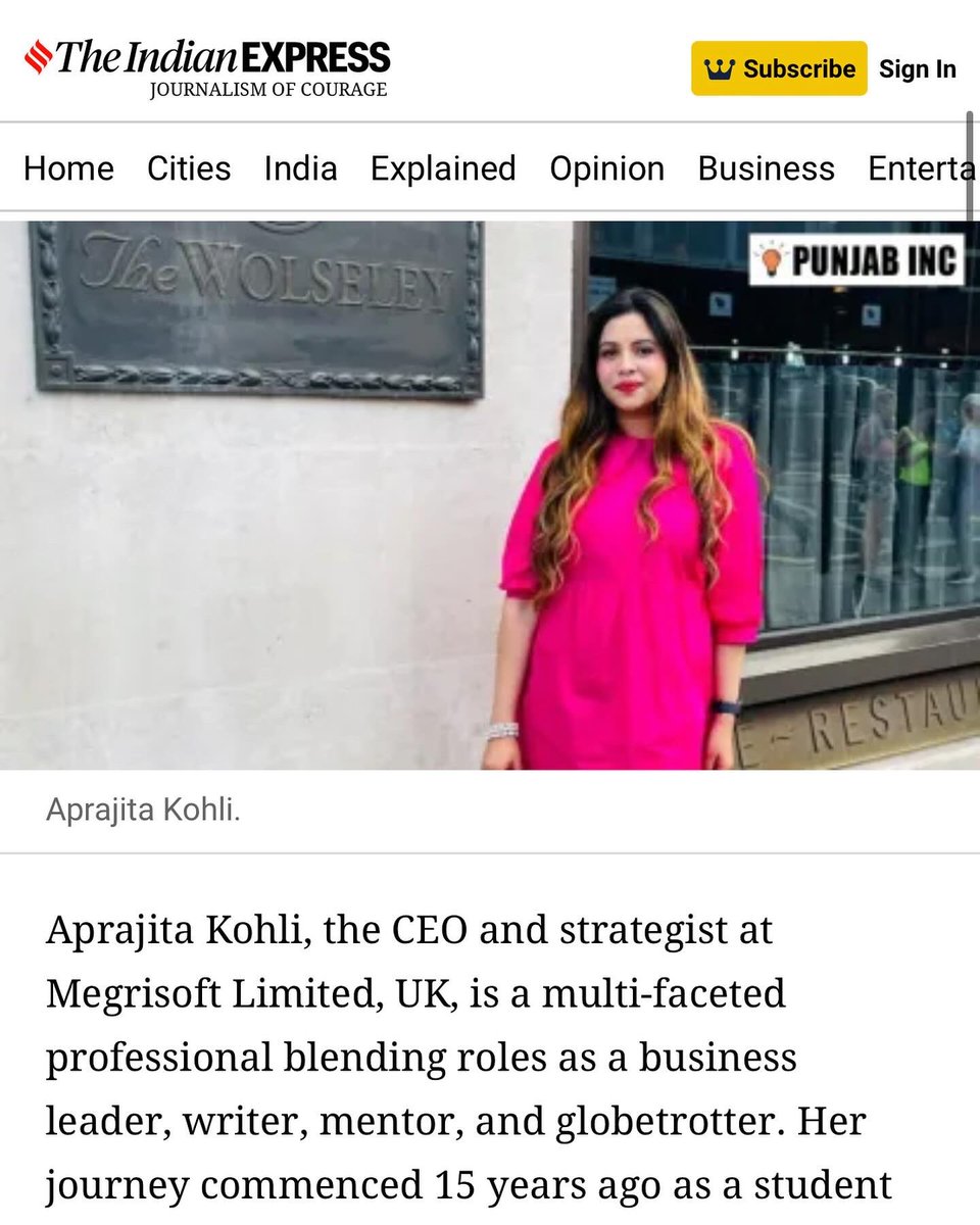 kohliaprajita's tweet photo. Fifteen years ago, I began my journey as a student. Today, I find myself leading a company, passionately committed to empowering young women entrepreneurs. 
My mission is to promote gender equality &amp; young entrepreneurial culture. @IndianExpress @Megrisoft #Chandigarh #london https://t.co/Lk7XCeDeeK