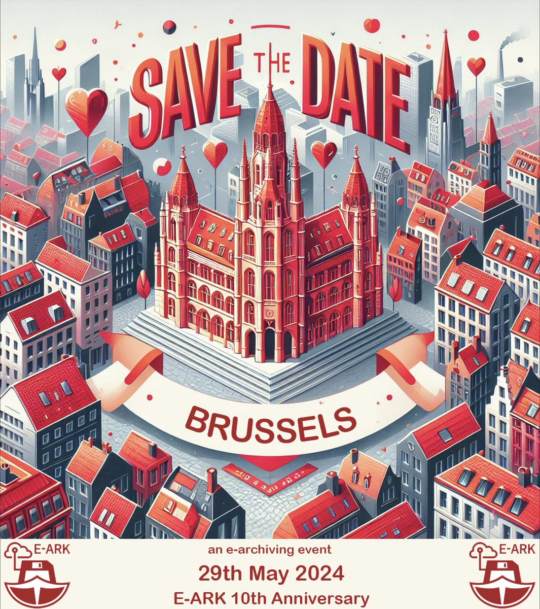 📢SAVE THE DATE! We are excited to announce that our big #eArchiving event will be held on 29th May 2024 in Brussels! This is to mark the 10th Anniversary of E-ARK. More details to follow soon, so watch this space! #digipres