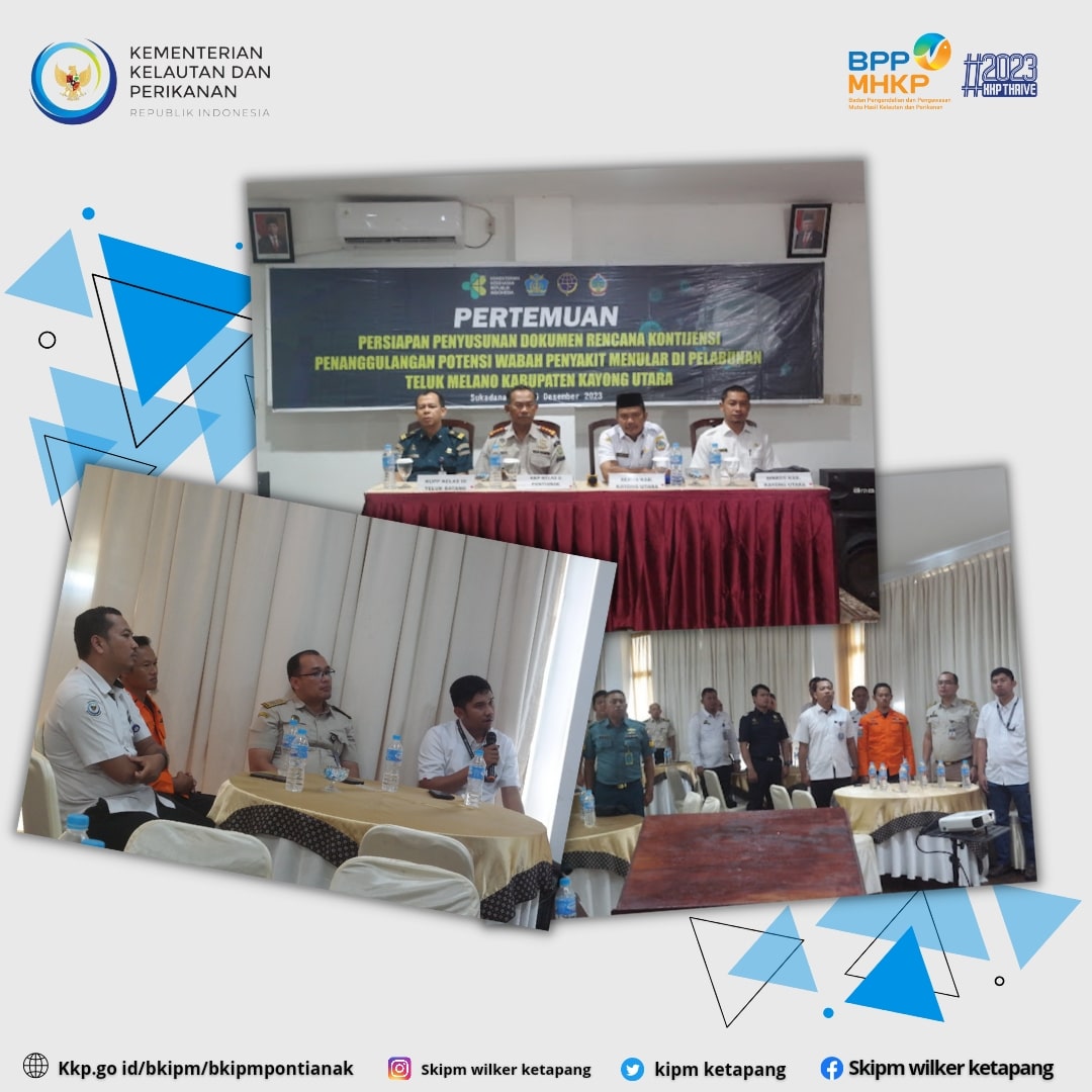 KIPM_ketapang's tweet photo. Mengikuti Pertemuan Persiapan Penyusunan Dokumen Rencana Kontijensi Penanggulangan Potensi Wabah Penyakit menular di Teluk Melano Kab. Kayong Utara. 

@JimmyElware
@Victory_NADS
@TRIANDANA_FQI
#KKPThrive #EkonomiBiru #MenteriKKP #SaktiWahyuTrenggono https://t.co/EPtcCIyz5M