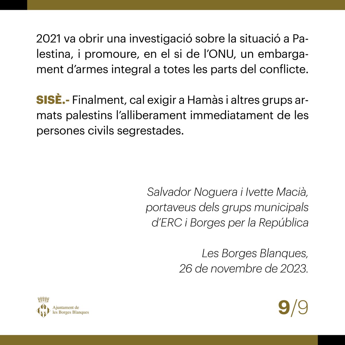 BorgesxlaRep's tweet photo. Des de la impotència, però, poc més podem fer que expressar un posicionament públic i la nostra solidaritat, tal com han fet arreu del món milers i milers d’entitats, institucions i persones de tota classe, entre les quals molts jueus. https://t.co/TDXqEcWZqi