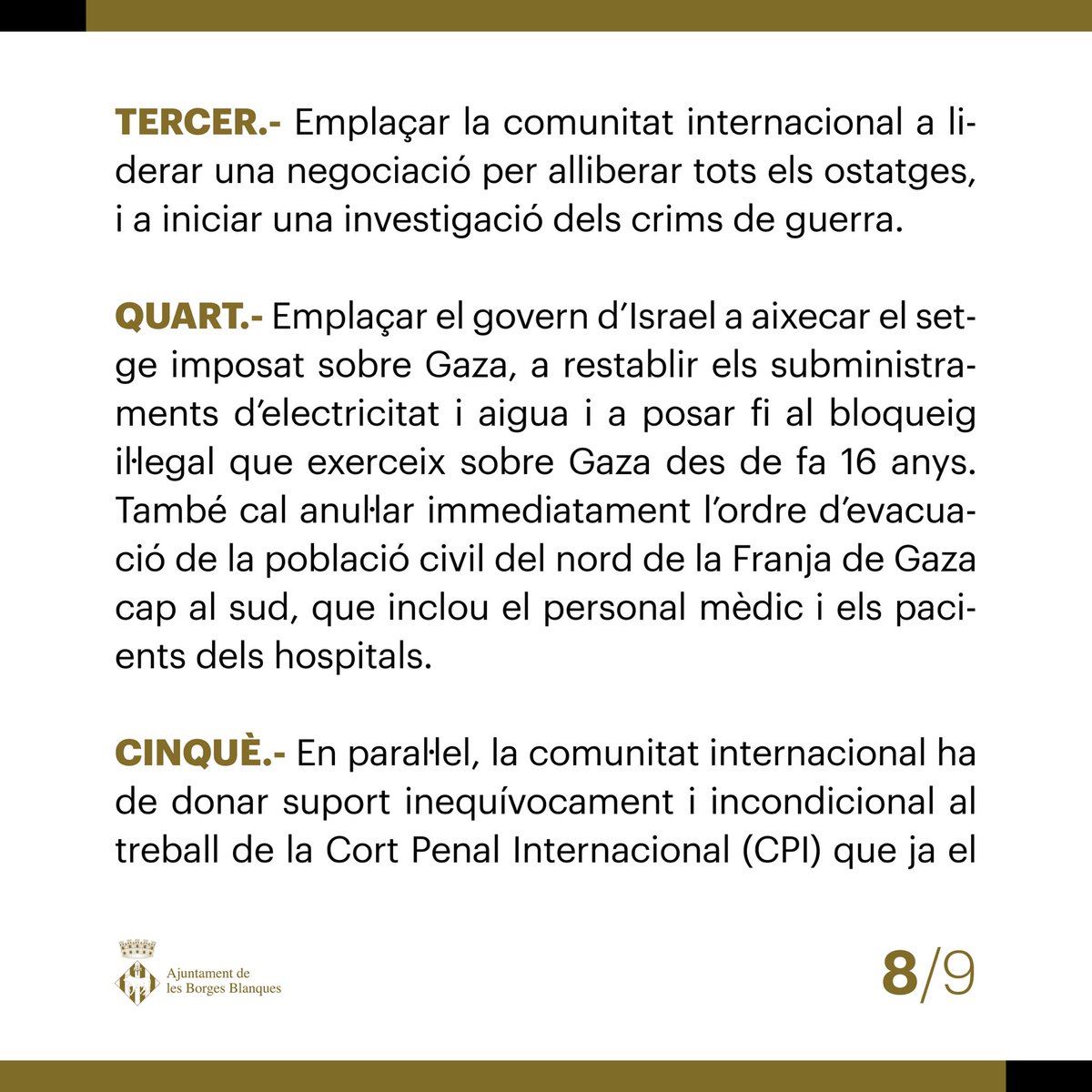 BorgesxlaRep's tweet photo. Des de la impotència, però, poc més podem fer que expressar un posicionament públic i la nostra solidaritat, tal com han fet arreu del món milers i milers d’entitats, institucions i persones de tota classe, entre les quals molts jueus. https://t.co/TDXqEcWZqi