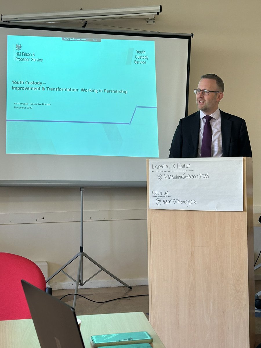 ajsaedwards's tweet photo. #AYMAutumnconference2023 excellent speech from from @YCSExecDirector at the @AssnYOTmanagers . Making plans to work together to improve outcomes for children. #youthjustice https://t.co/VKDGwBMG5T
