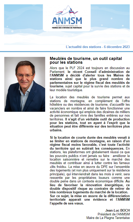 anmsm's tweet photo. « Meublés de tourisme, un outil capital pour les stations » retrouvez l'édito du Président @jl_boch et les dernières actualités des #stations dans la newsletter de l'@anmsm
👉 https://t.co/F1fexwPS3z https://t.co/K76UR7B6a0