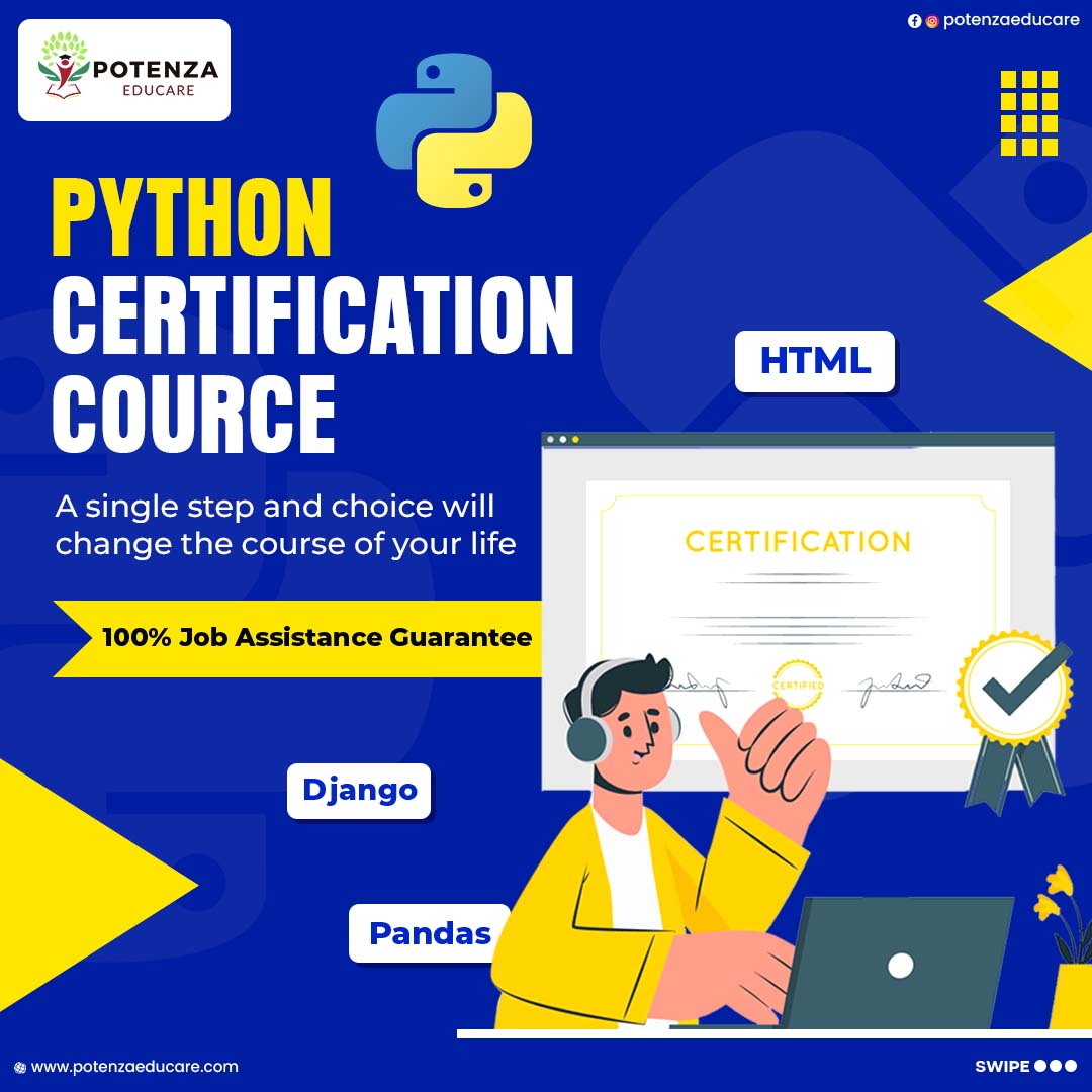 Potenzaeducare's tweet image. Looking to advance your career in tech?
Our Python Certification Course with HTML is a game-changer!
Take that leap and secure your future with 100% job assistance guarantee.
.
.
#pythoncertification #techcareer #html #jobguarantee #careergrowth #techtraining #potenzaeducare