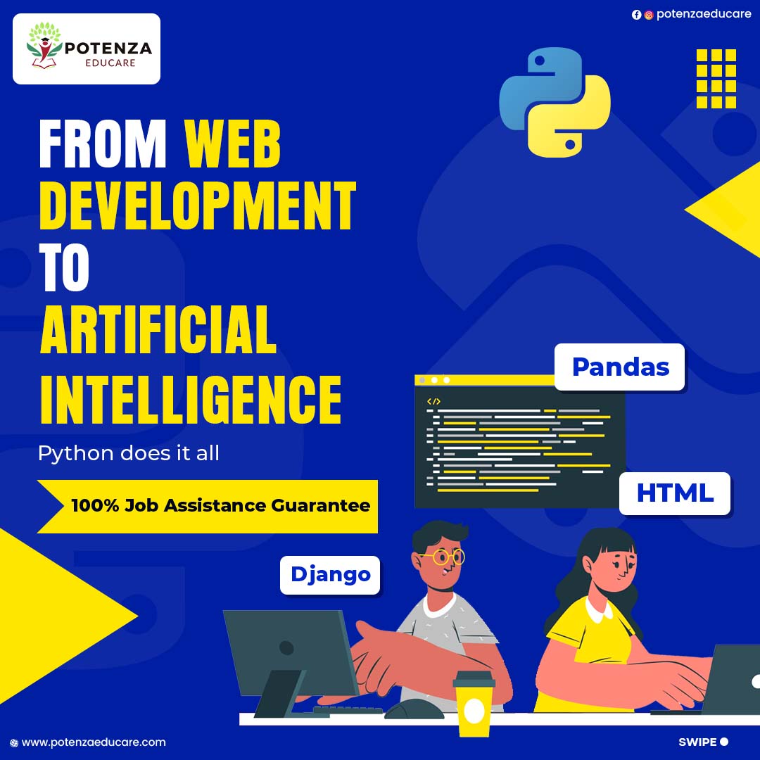 Potenzaeducare's tweet image. Looking to advance your career in tech?
Our Python Certification Course with HTML is a game-changer!
Take that leap and secure your future with 100% job assistance guarantee.
.
.
#pythoncertification #techcareer #html #jobguarantee #careergrowth #techtraining #potenzaeducare
