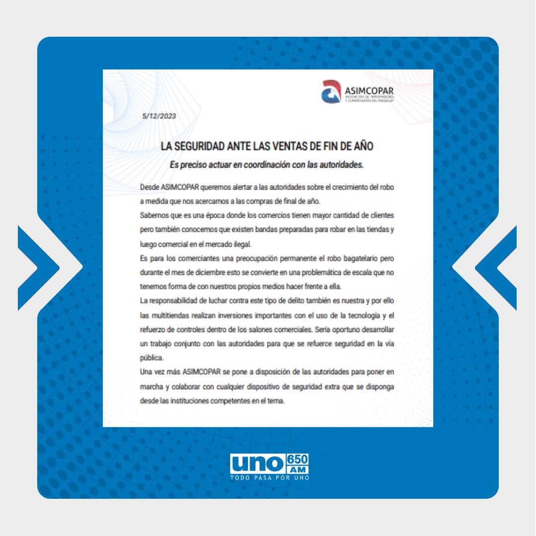 ROBOS BAGATELARIOS😤 | Piden mayor seguridad para multitiendas 🛍️

📌Desde <a href="/asimcopar/">Asimcopar</a> alertaron a las autoridades sobre el aumento de los robos bagatelarios en esta época de fin de año.

▶️Expusieron que las multitiendas hacen su mayor esfuerzo para hacer grandes inversiones en