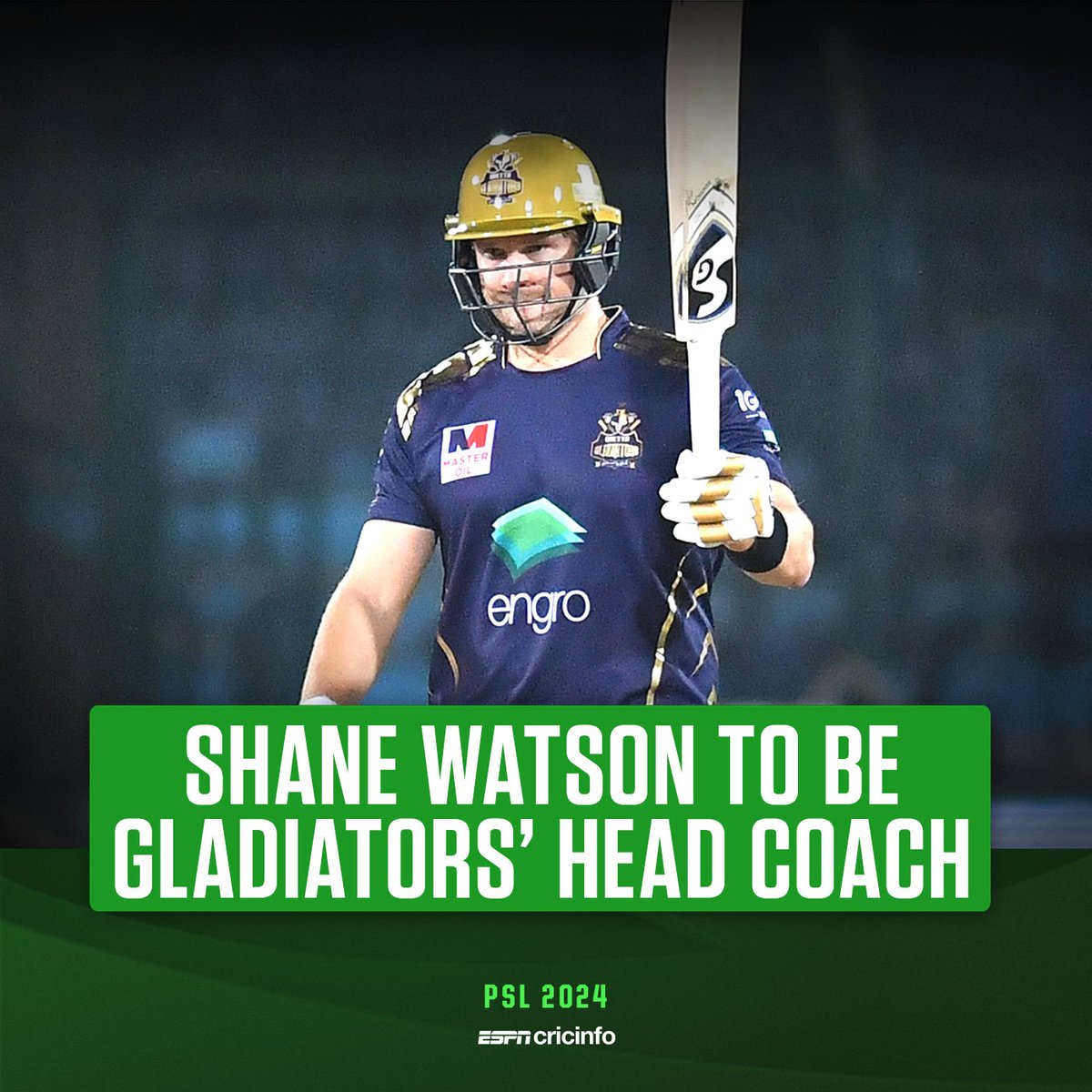 cricinfo's tweet photo. Shane Watson, who starred in Quetta Gladiators' triumph in PSL 2019, will take charge as their head coach from next season

https://t.co/k4ldtNPQXr #PSL2024 https://t.co/NEiYvj03zb
