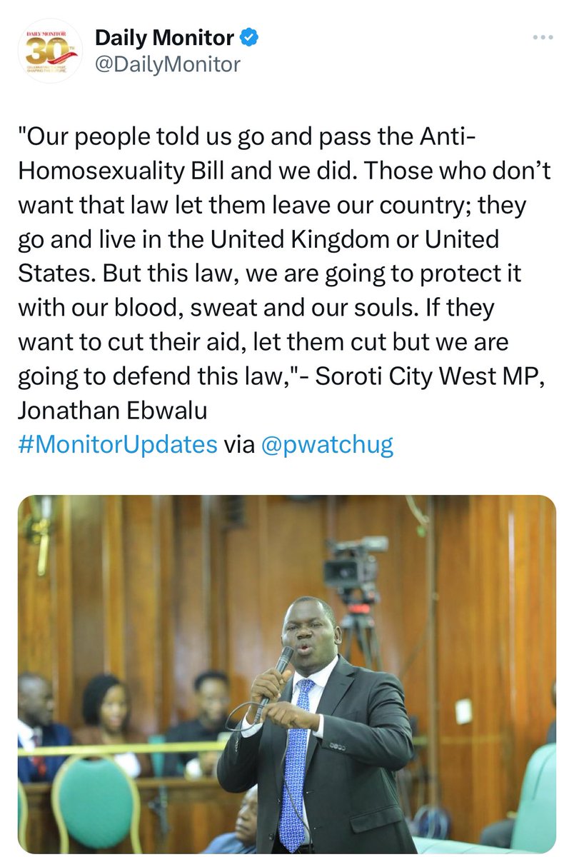The Parliament of Uganda, is so loud  on  the  anti homosexuality law  &amp; silent on other issues. How is this  benefiting Ugandans ?.
