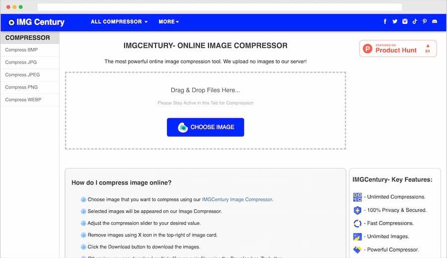softapps's tweet image. IMG Century ofrece un #compresor de #imágenes en línea, compatible con los formatos más populares. Es una herramienta gratuita que puedes usar desde tu navegador, sin necesidad de instalar programas. 🗜️ 🖼️ 

¡Tienes que probarla!

ℹ️  buff.ly/3t2dsef