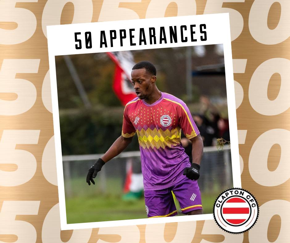 Lewis Owiredu with the words 50 appearances