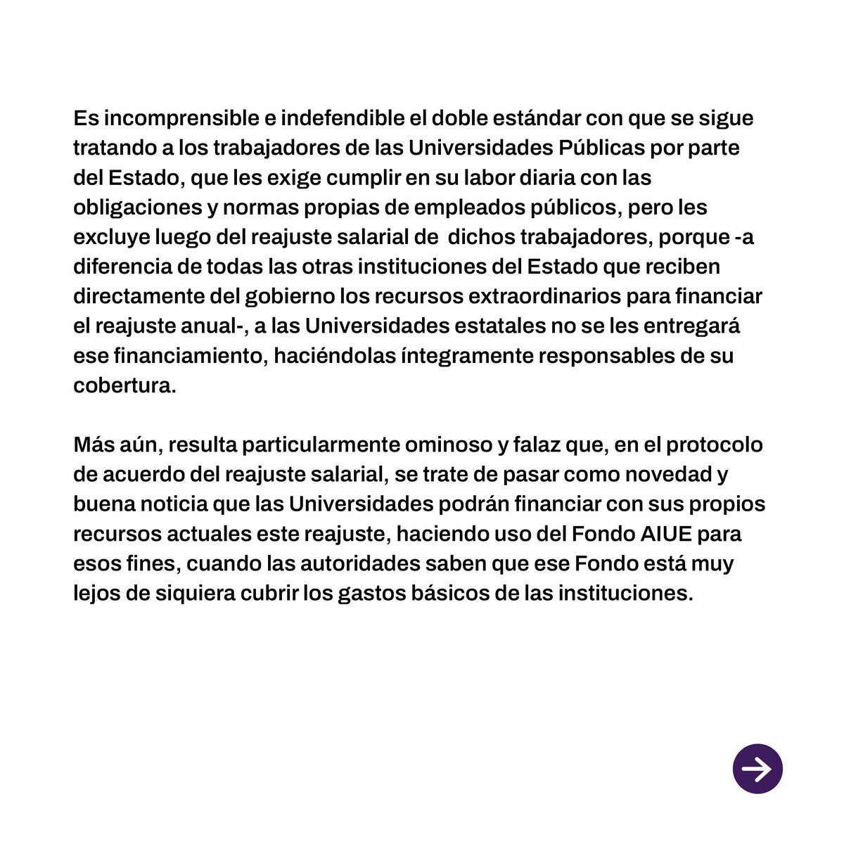 uestatales's tweet photo. 🗣️ Compartimos la declaración de rectoras y rectores de las #UesPúblicas sobre el reajuste de remuneraciones para trabajadores del Estado en Universidades Públicas. https://t.co/jI1j6yLAdy