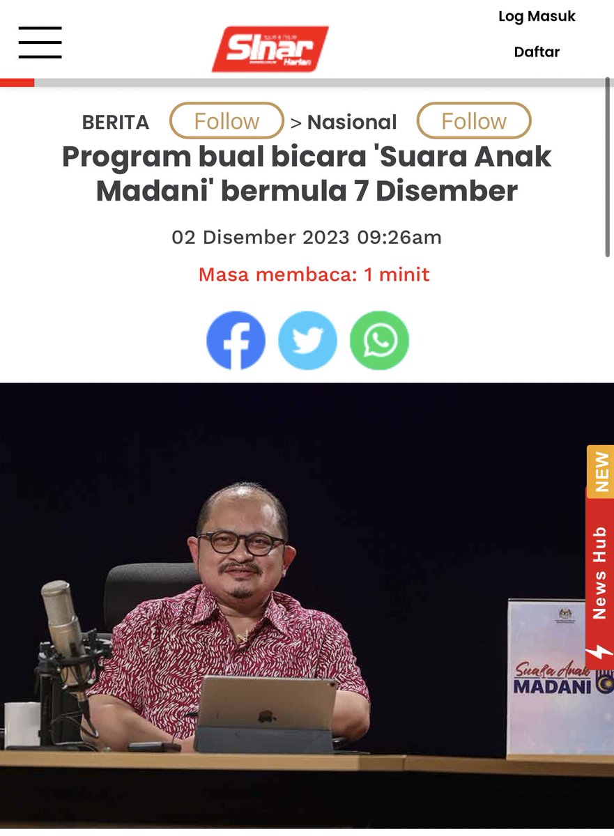 SuaraAnakMadani's tweet photo. Apa itu Suara Anak Madani?

SUARA ANAK MADANI adalah program bual bicara (talk-show) dimana ia menampilkan Datuk Seri Shamsul Iskandar yang merupakan Setiausaha Politik Kanan PMX sebagai hos/moderator &amp; disertai oleh seorang lagi moderator (co-host) serta tetamu2 jemputan.

1/5 https://t.co/1cvGyCthbu