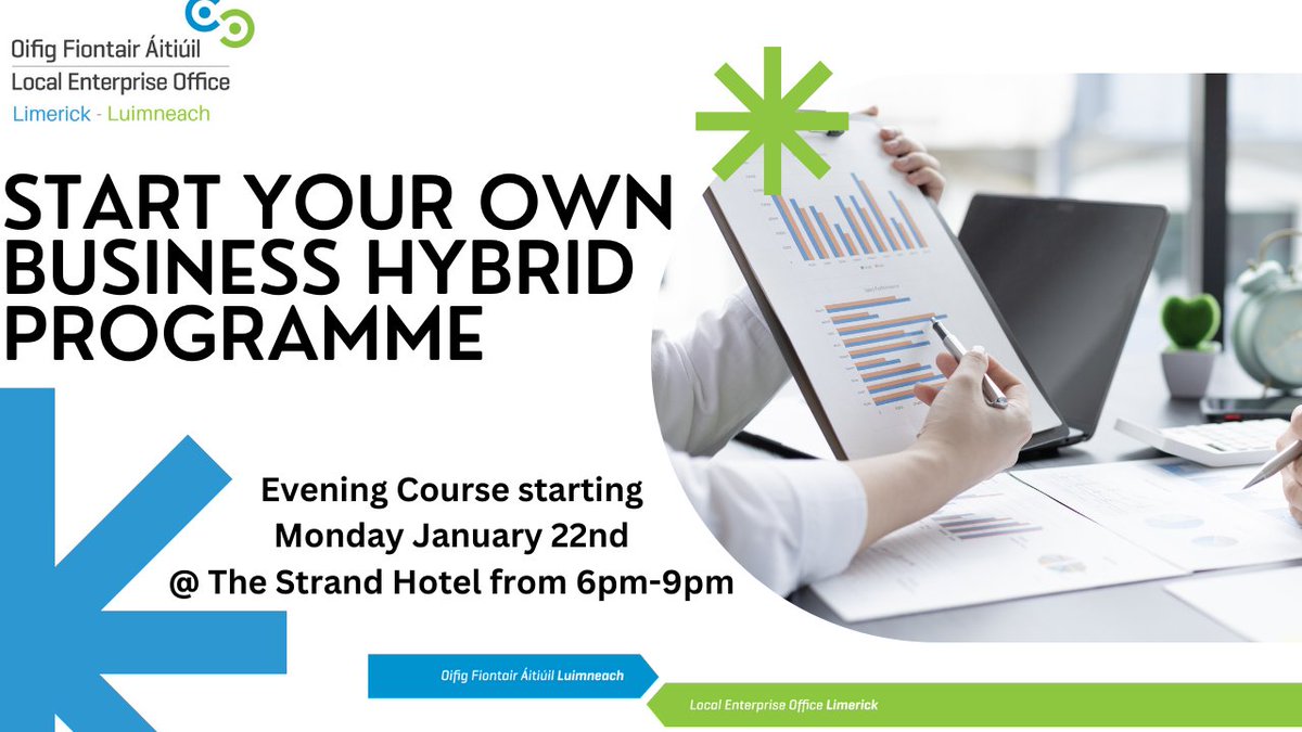 Start Your Own Business Programme. This 6-evening course with Padraig Considine, PAS will enable you to research your idea, examine finances, develop your marketing and sales strategy and prepare a business plan. Find out more here localenterprise.ie/!B3BDS6 ILOVELIMERICK.COM
