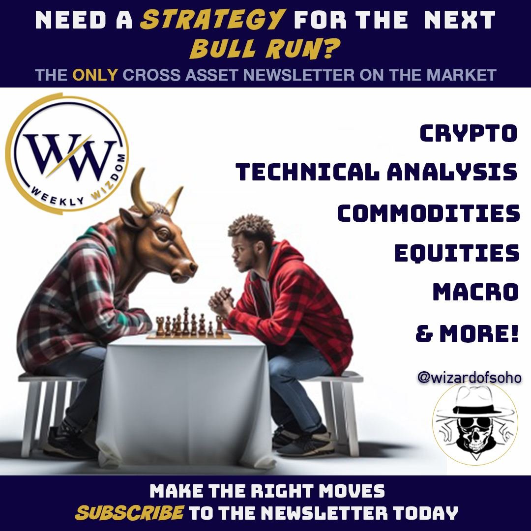 wizardofsoho's tweet image. The Weekly Wizdom Newsletter is out!
This is the only in depth cross asset newsletter in the world. We cover a breathe of topics from:
Macro, Rates, Stocks, Crypto, NFTs, Commodities, Metals, Energy, Real Estate, Options, Memecoins, Technical Analysis providing alpha accross the…