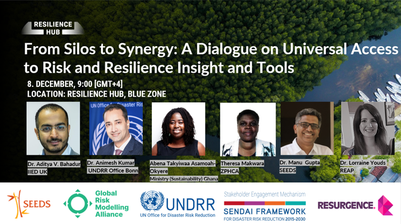 🌍 Join us this Friday at #Cop28Dubai as Resurgence co-hosts a <a href="/copreshub/">copreshub.bsky.social</a> EVENT - "From Silos to Synergy: A dialogue on universal access to risk and resilience insights and tools."

Hosts: @InsDevForum, Global Risk Modelling Alliance, <a href="/SeedsIndia/">SEEDS India</a>, <a href="/UNDRR/">UNDRR</a>, SEM, <a href="/Resurgence_io/">Resurgence</a>