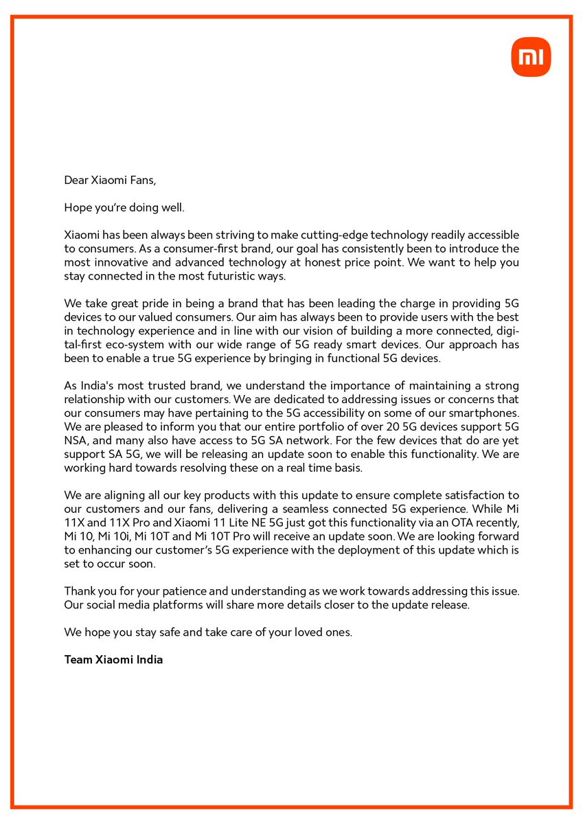 dysamour's tweet image. Xiaomi didn't kept their promises that they announced they'll release SA update for Mi 10T series in India but never released. Its been 6 month. Why? I didn't ask anything impossible to phone spec. Just asking  spec(5g) which you advertised while launching this phone. #NeedUpdate