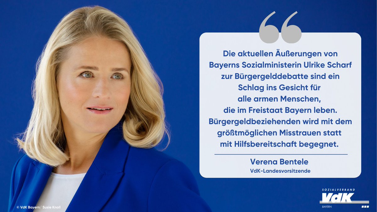 VdK- Landesvorsitzende Verena Bentele verlangt von Bayerns Landesregierung eine sachliche Debatte zum #Haushalt: „Der Sozialverband VdK fordert die Staatsregierung auf, endlich Fakten über den Populismus zu stellen.“
vdk.de/permalink/87847
#faktenstattpopulismus #Buergergeld