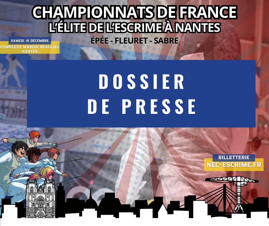 [DOSSIER DE PRESSE] Championnats de France d'escrime 2023 <a href="/nantesfr/">Ville de Nantes</a> 🤺🇫🇷

Retrouvez notre dossier de presse en ligne ici 👇
nec-escrime.fr/wp-content/upl…

<a href="/ffescrime/">Fédération Française d'Escrime</a>
<a href="/paysdelaloire/">Pays de la Loire</a> <a href="/C_MORANCAIS/">Christelle MORANÇAIS</a>
<a href="/loireatlantique/">Loire-Atlantique</a>
<a href="/Johanna_Rolland/">Johanna Rolland</a> <a href="/FrRebouh/">Rebouh Ali</a>
<a href="/OmsNantes/">Office Municipal du Sport de Nantes</a>
#escrime #nantes #CdF #Paris2024