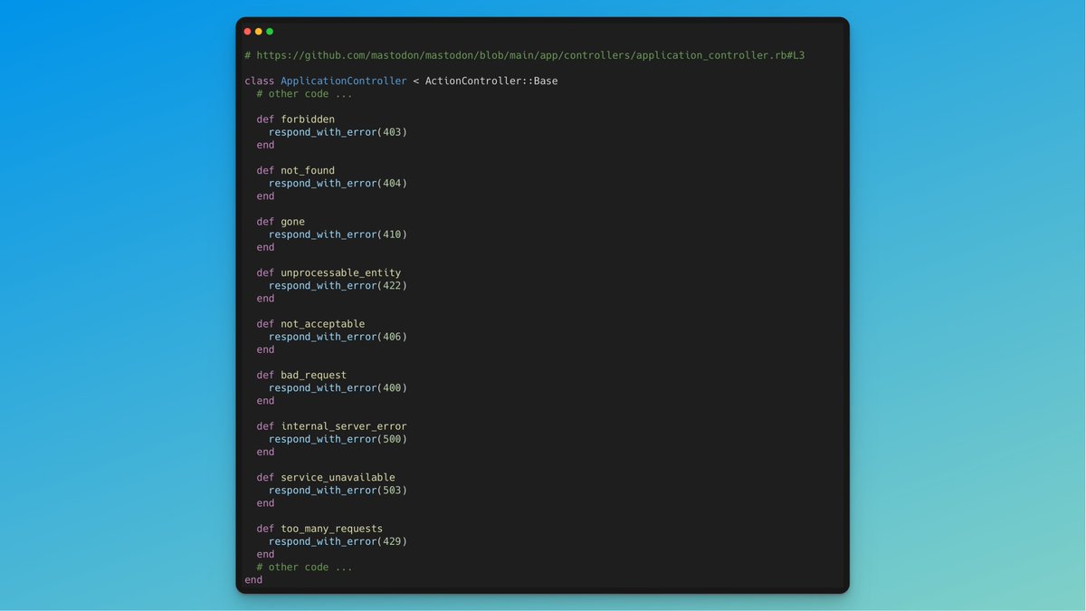 Here is an example of code with and without endless methods.
I found this while I was reviewing an open-source app for my series of articles #OpenSource #OpenSourceRuby #OpenSourceFriday
Here is the original code with normal methods: