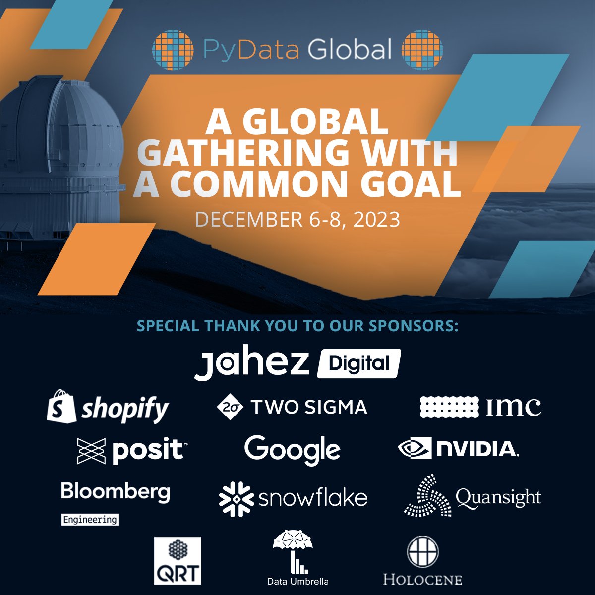 PyData's tweet image. ‼️ AND SO IT BEGINS! PYDATA GLOBAL IS OFFICIALLY UNDERWAY ‼️

Get ready for three days of data brilliance, innovation, &amp;amp; worldwide collaboration. The wait is finally over; check your email for registration details! 🌐

Let the data festivities COMMENCE! 🎉pydata.org/global2023/