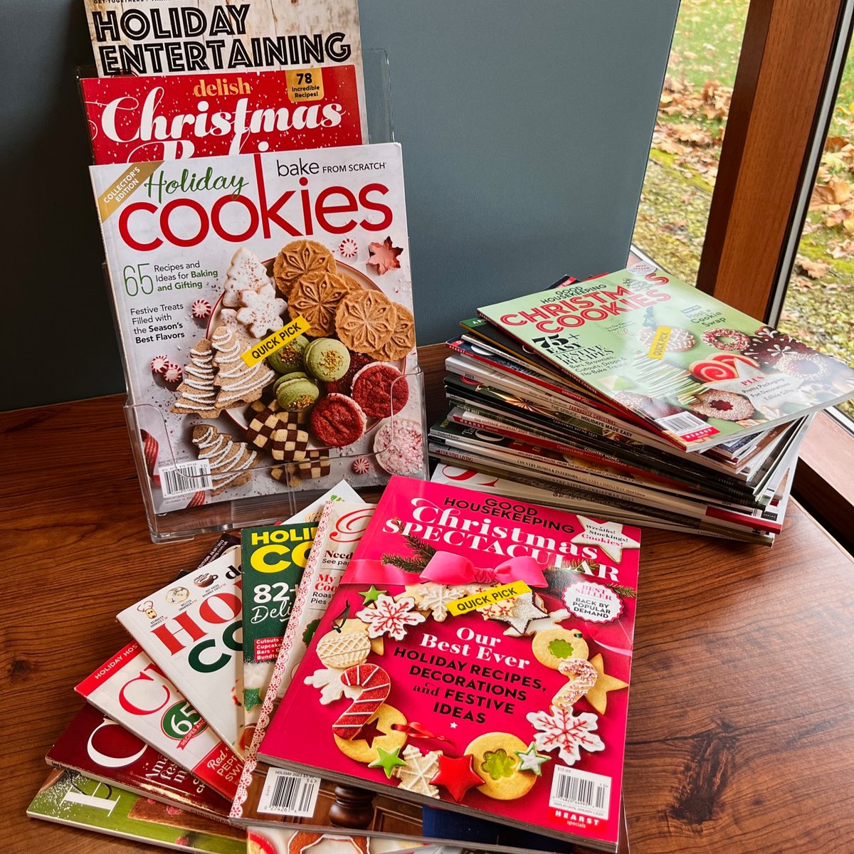 Holiday cookies? YES, please!! Baking cookies is a fun and delicious way to get into the holiday spirit. Our new holiday magazines can help you get started. #PPLibrary #magazines #baking #cookies

Image description: Photo of holiday baking magazines.