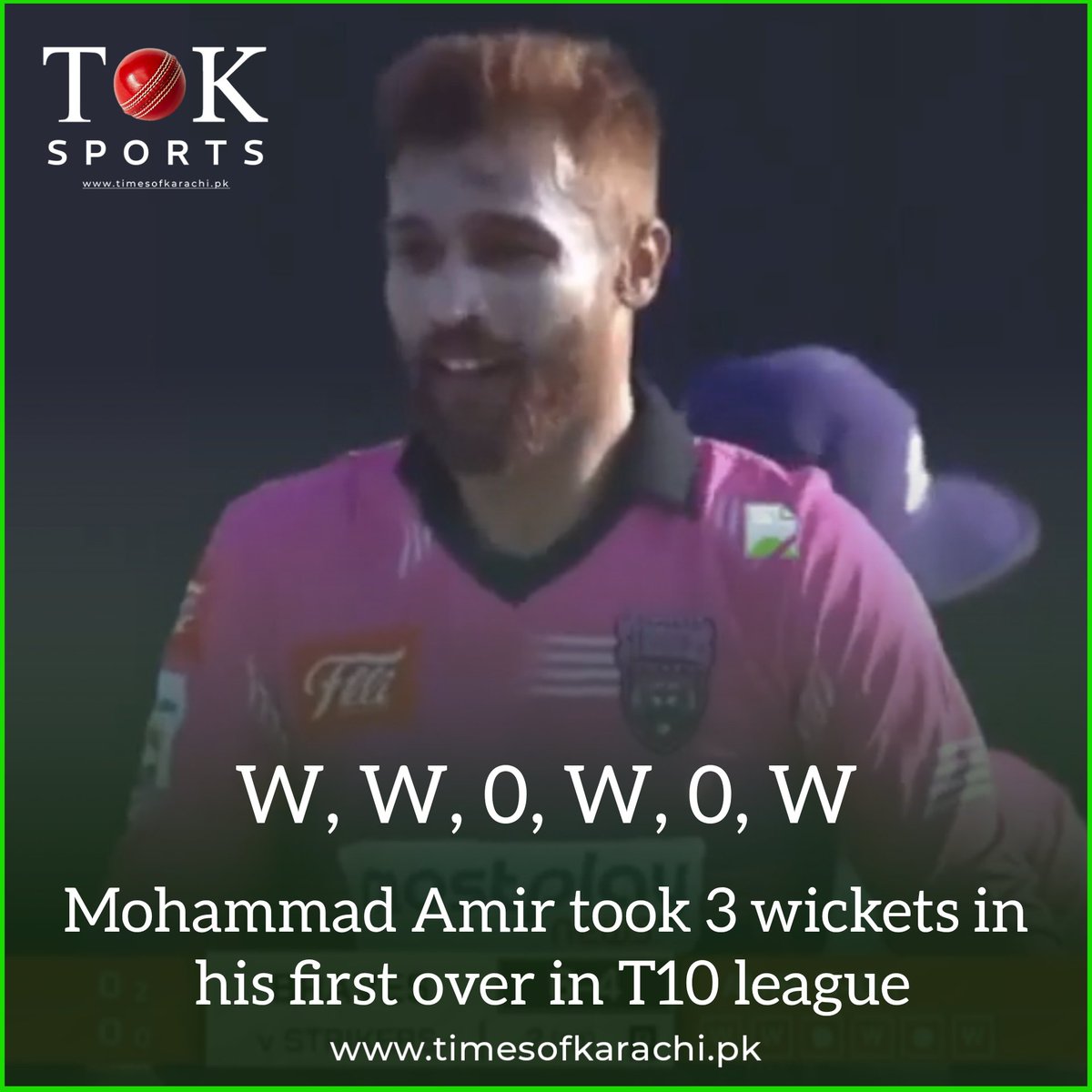 Mohammad Amir took three wickets in his first over without conceding any runs.

#TOKSports #MohammadAmir #T10League