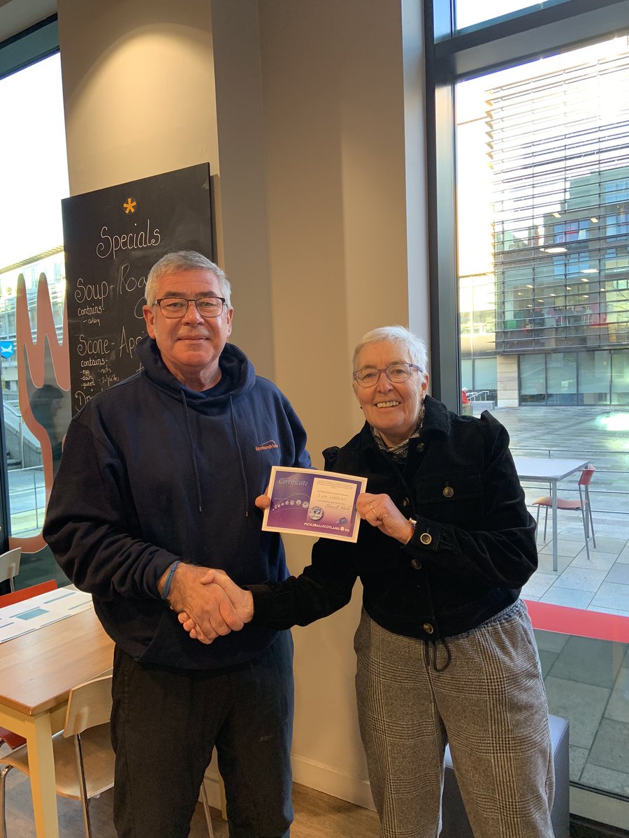 nanettemutrie's tweet photo. Delighted to present Alex Harkins with his Pickleball Scotland club coach award. Alex coaches tennis and Pickleball at Craiglockhart in Edinburgh @PickleballScot1 https://t.co/l8eL6IjPPs
