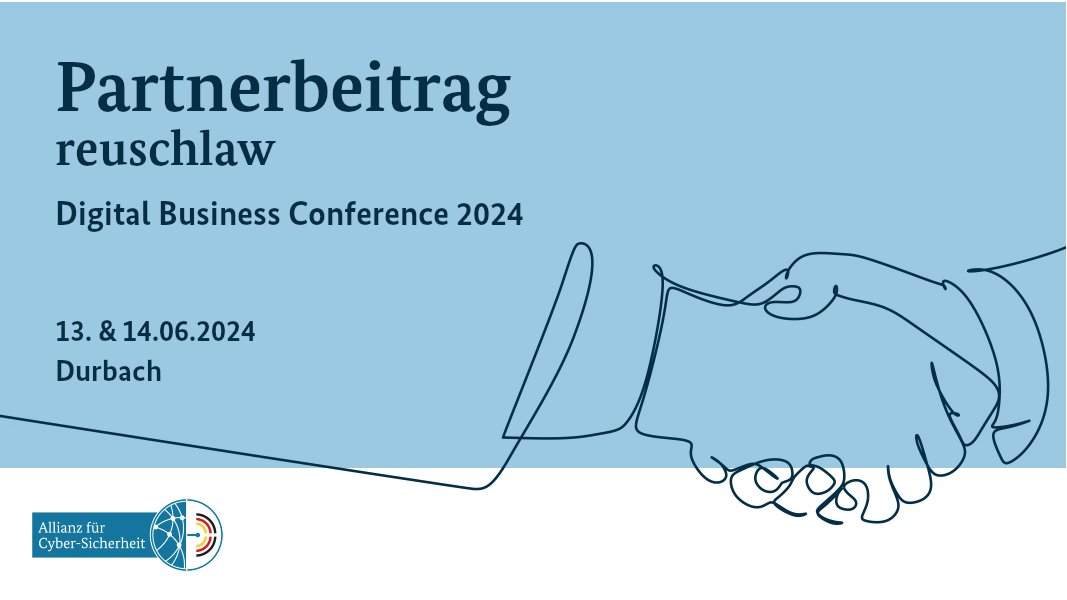 Cybersicherheit in Recht und Technik steht auch 2024 im Mittelpunkt der Digital Business Conference 2024 von <a href="/reuschlaw/">reuschlaw 🇺🇦</a> am 13. &amp; 14. Juni. Fünf Teilnehmende der #CyberAllianz dürfen kostenfrei teilnehmen: allianz-fuer-cybersicherheit.de/dok/1100740 #digitalundsicher #DeutschlandDigitalSicherBSI