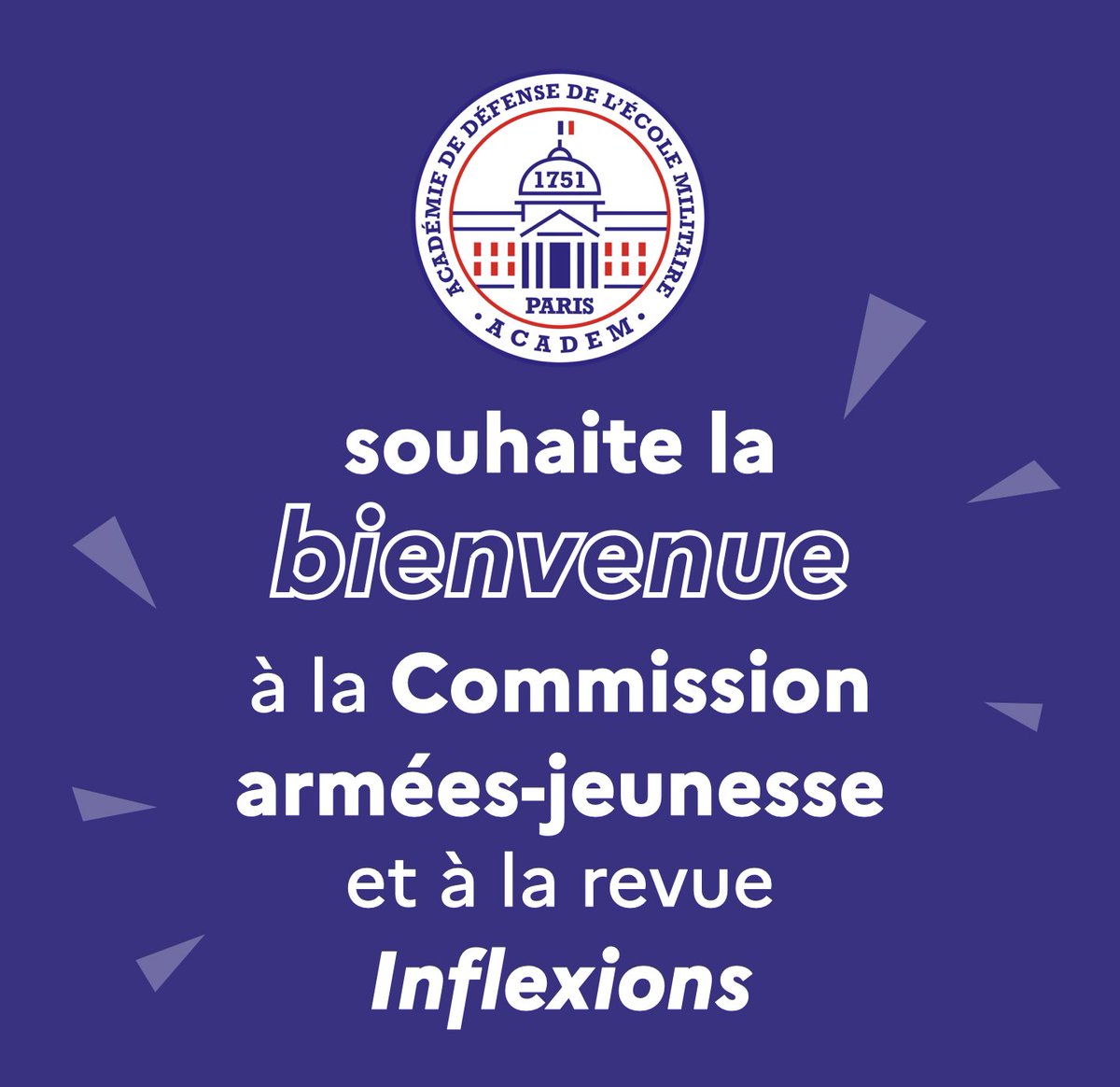 Académie de défense de l'École militaire (@acad_em) on Twitter photo 🤝L’Académie de défense de l'École militaire s’agrandit ! La Commission armées-jeunesse et la revue Inflexions, situées elles aussi à l’École militaire, rejoignent l’#ACADEM ! Bienvenue ! <a href="/Inflexions10/">Inflexions</a> <a href="/DSNJeunesse/">Direction du Service National et de la Jeunesse</a> <a href="/DIRIHEDN/">Général Hervé de Courrèges</a> 🤝L’Académie de défense de l'École militaire s’agrandit ! La Commission armées-jeunesse et la revue Inflexions, situées elles aussi à l’École militaire, rejoignent l’#ACADEM ! Bienvenue ! <a href="/Inflexions10/">Inflexions</a> <a href="/DSNJeunesse/">Direction du Service National et de la Jeunesse</a> <a href="/DIRIHEDN/">Général Hervé de Courrèges</a>
