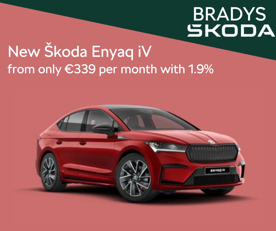 BradysCavan's tweet photo. Upgrade to a new Škoda Enyaq iV from only €339 per month with 1.9% PCP finance including 2-year Tyre and Maintenance Plan.

Order your 241 today at Bradys Cavan!

#Bradyscavan #Skoda #Skodaenyaq https://t.co/6cQdMULRwQ
