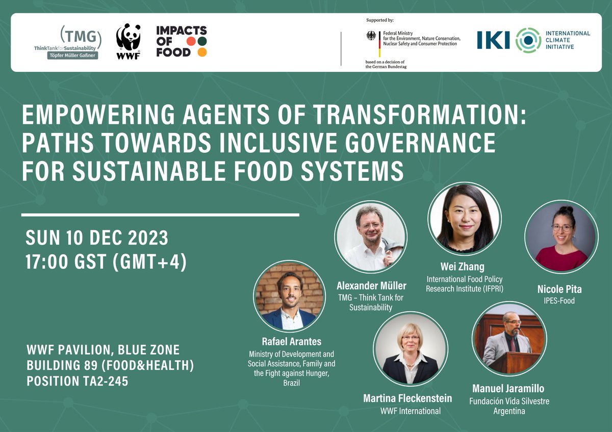 TMG_think's tweet image. How can we empower agents to drive a sustainable transformation of our food systems?

Join us at #COP28 to discuss why #foodsystems transformation needs a new type of #governance ensuring inclusivity w/ international agreements such as climate, #biodiversity &amp;amp; land degradation.