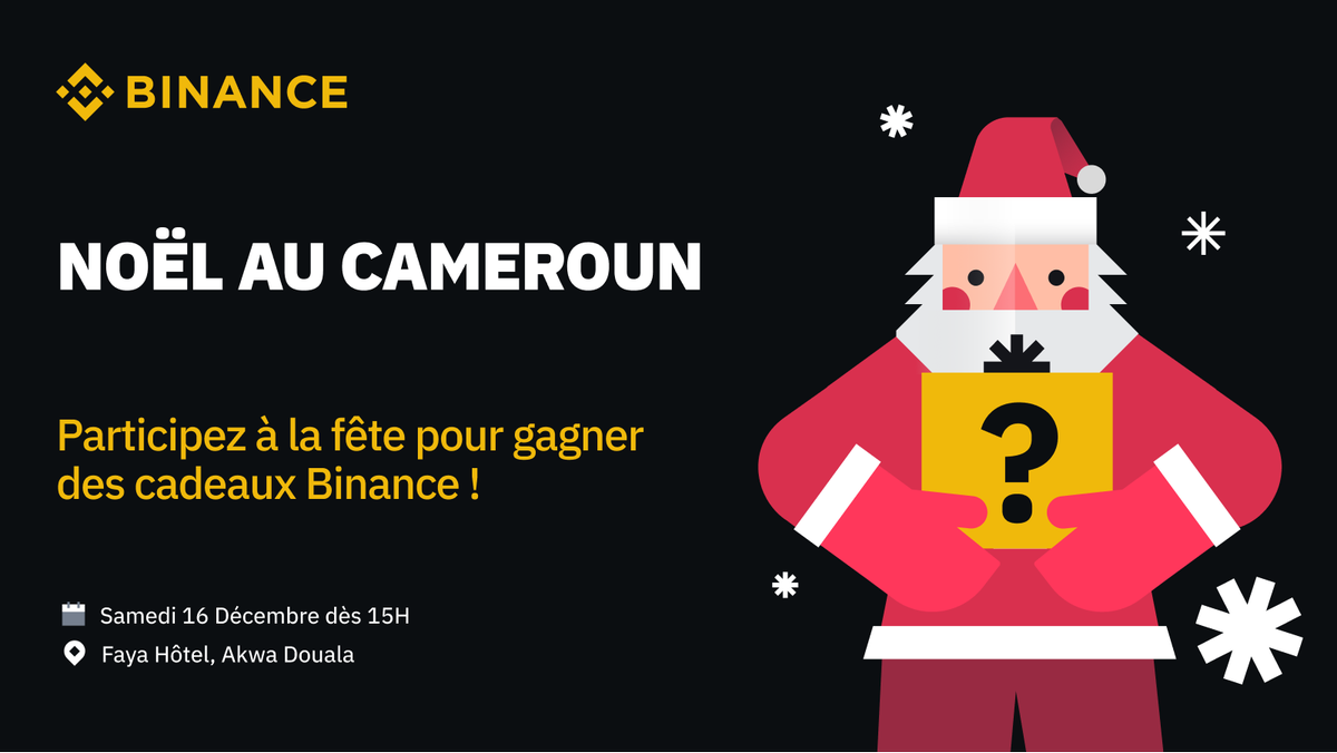 binanceafrique's tweet photo. Célébrez Noël avec Binance à Douala 🎁
Jusqu'à $10,000 à partager en récompenses par le Père Noël Binance! 🎄
Activez le rappel dès maintenant 👇

🗓️ Le 16 Décembre dès 15h GMT 
🔗https://t.co/R5YiRJ66Nh https://t.co/aqQQyoLAaR