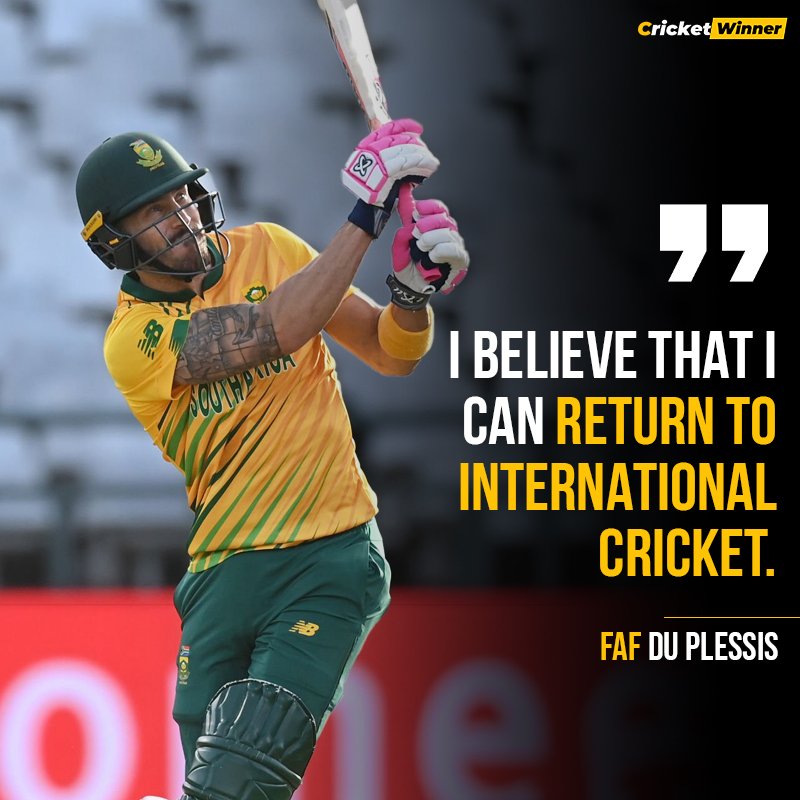 Faf du Plessis has suggested the possibility of making a comeback to international cricket for the T20 World Cup in 2024, marking a return after his last appearance for the national side in December 2020.

#FafduPlessis #SouthAfrica #SouthAfricaCricket #Cricket #T20WorldCup2024