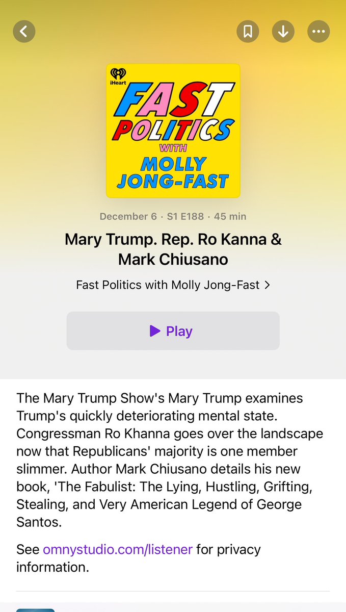 .@MaryLTrump on her uncle and the possible end of American democracy, @RoKhanna on the house of drama And @mjchiusano on his new George Santos book podcasts.apple.com/us/podcast/fas…