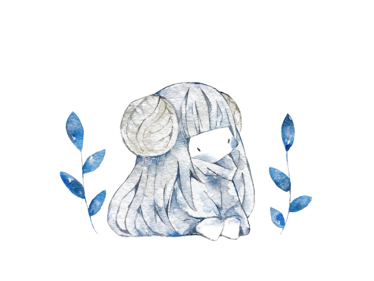 「#アルビノの森  正方形原画 在る白の少女A」|晴/作業中のイラスト