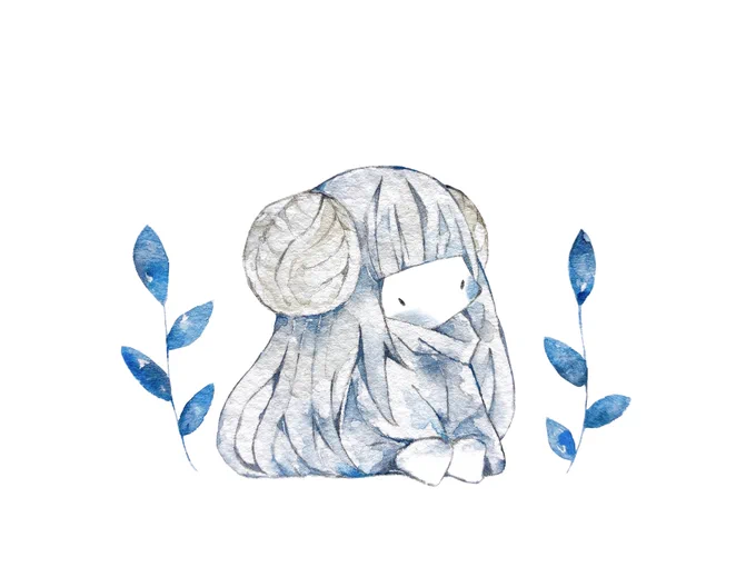 #アルビノの森  正方形原画 在る白の少女A