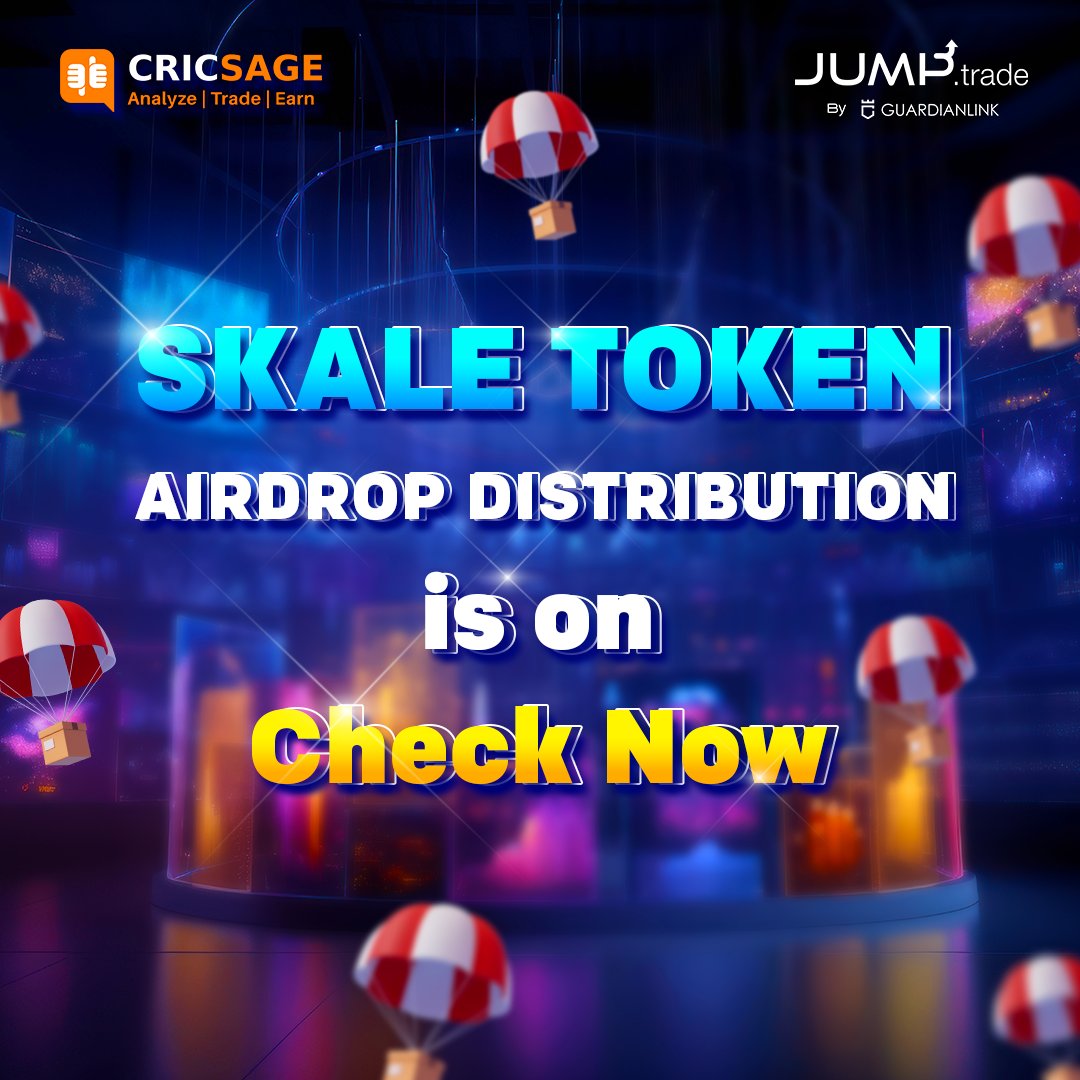Hey JT Fam, The much awaited, #SKALE token distribution from #CRICSAGE 's #airdrop is on. Check your wallets now!! @SkaleNetwork #AirdropAlert #web3community