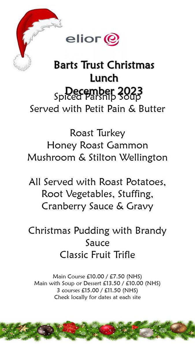 Elior@RoyalLondonHospital (@eliorroyallond1) on Twitter photo Join us for a delicious meal to get into the Christmas spirit om 13th and 14th December @RoyalLondonHosp <a href="/eatwellelior/">Eatwell Restaurants</a> Join us for a delicious meal to get into the Christmas spirit om 13th and 14th December @RoyalLondonHosp <a href="/eatwellelior/">Eatwell Restaurants</a>