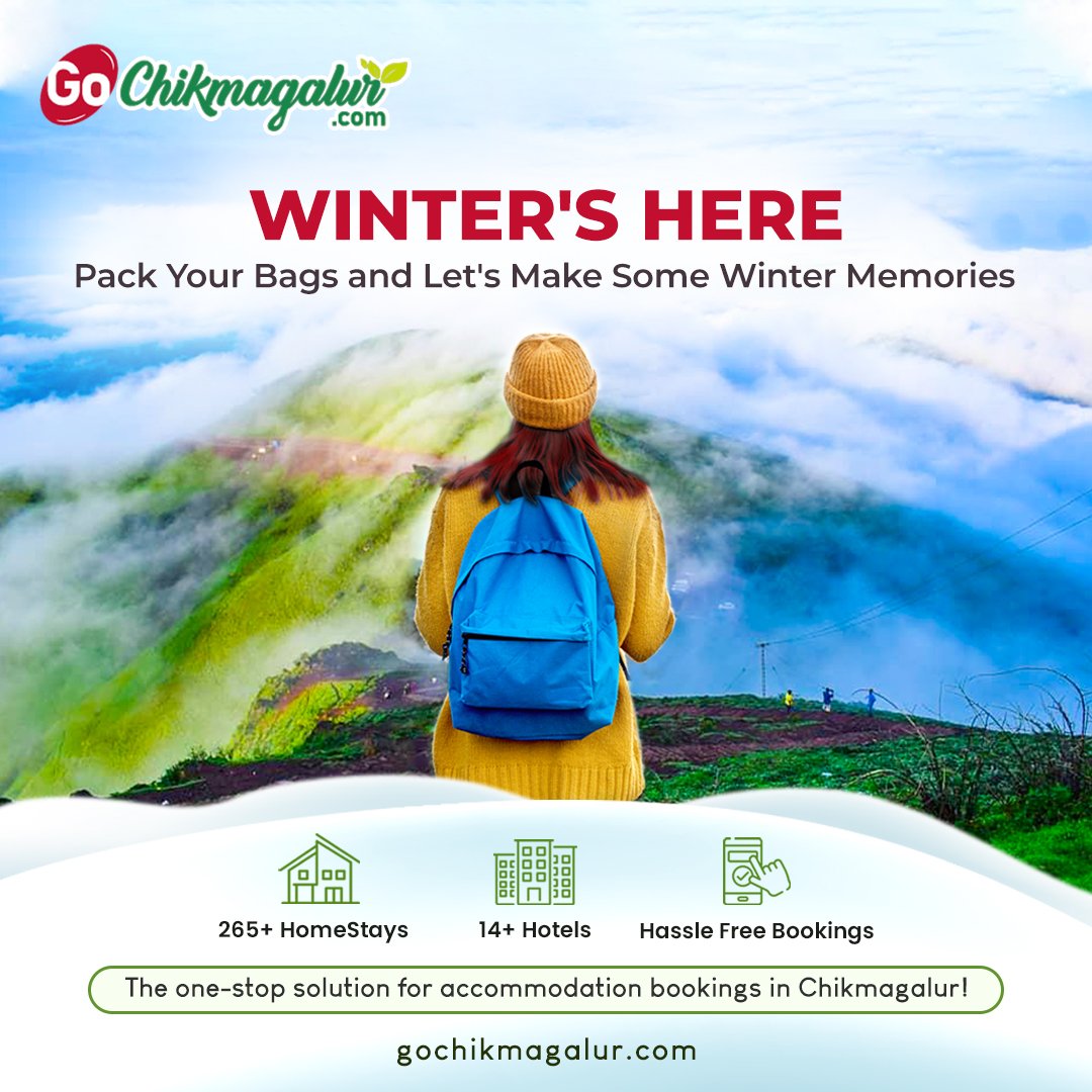 Winter's here! Grab your bags, let's make cool memories. ❄🧳

Visit our website now! 

🌐 gochikmagalur.com
📱 +91 89519 62552
💌 reservations@gochikmagalur.com

#chikmagalur #karnataka #wintermemories #chillyadventures #snowyescape #coldweatherfun #gochikmagalur