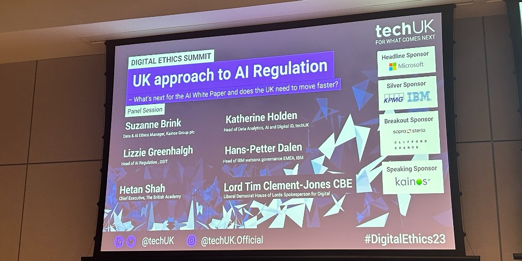KainosSoftware's tweet photo. We're thrilled to be part of the conversation today at the TechUK Digital Ethics Summit.🚀
Suzanne Brink, Data Ethicist at Kainos, and other influential AI speakers are taking a deep dive into AI ethics and responsible tech!
https://t.co/QCq6UYgSXc
#DigitalEthics23 #AI https://t.co/5LN0VG278G